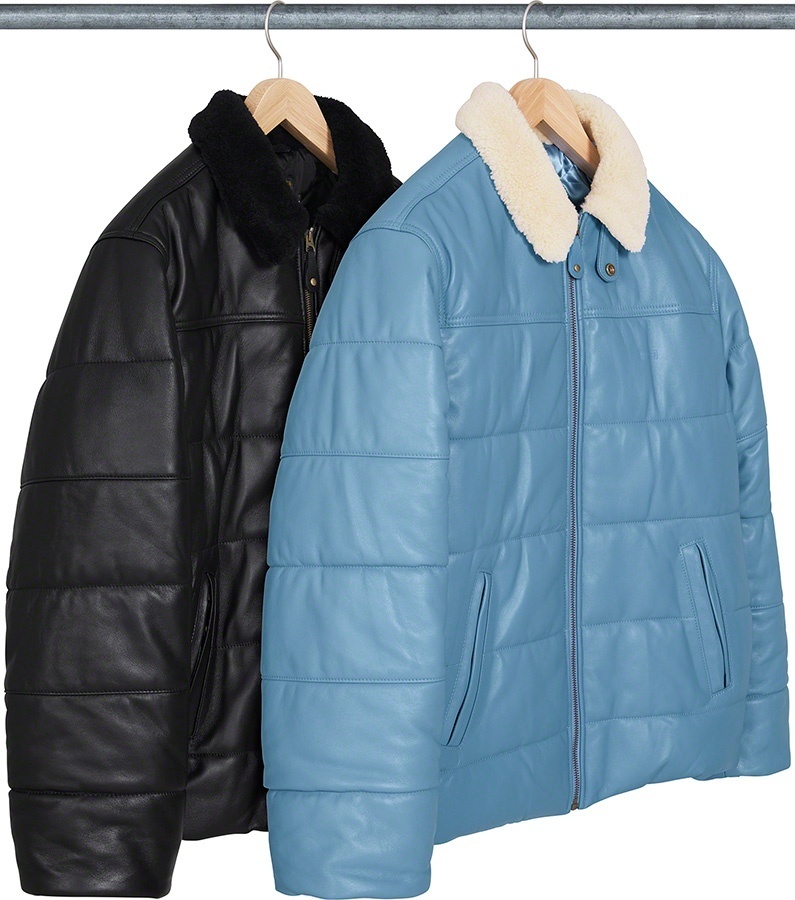 Supreme®/Schott® Shearling Collar Leather Puffy Jacket